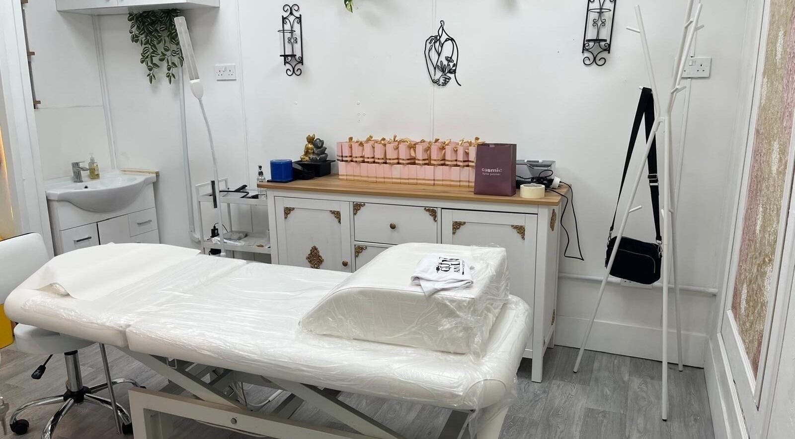 The Aeon Aesthetics treatment room at Southall, England, GB showcasing a serene and inviting setting.