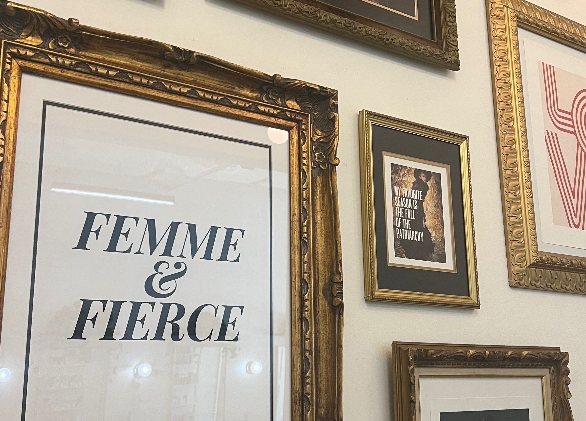 Artistic frames at Yani Mendez x Vion Salon, Boca Raton, Florida, US showcase modern elegance and inspiration.