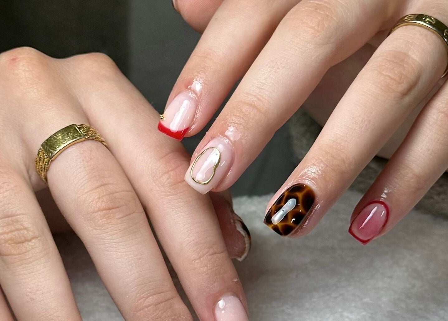 Elegant nail design at Onn Nails, Stockport, England, GB showcasing trendy and artistic styles.