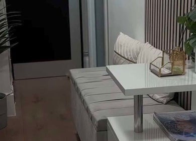 Inviting lounge area at Browtopia & Beyond | Halal Brows ♡, London, England, GB, featuring cozy decor.