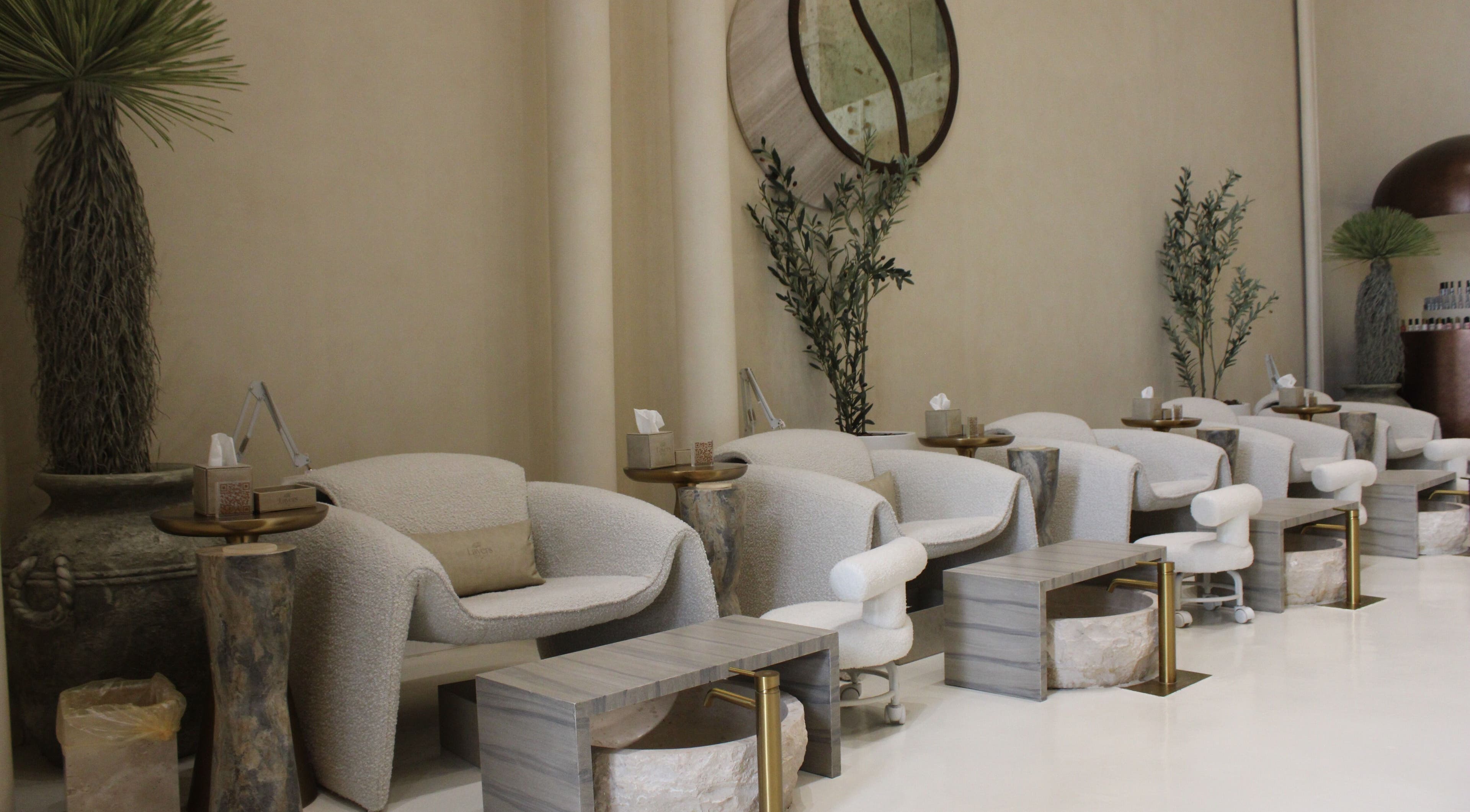 Luxurious pedicure chairs at Layers Spa in Riyadh, Riyadh Province, SA, offering a tranquil ambiance.