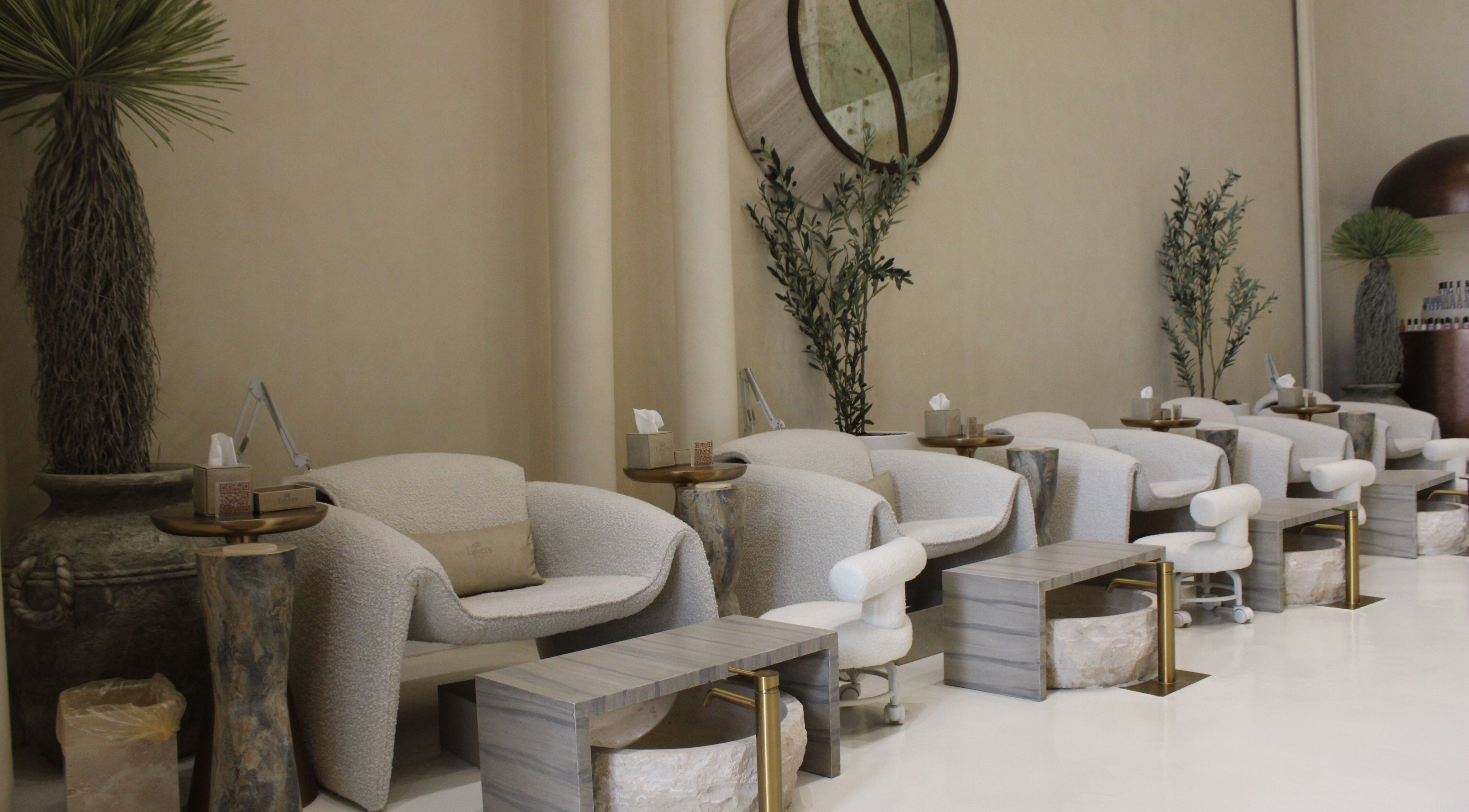 Luxurious pedicure chairs at Layers Spa in Riyadh, Riyadh Province, SA, offering a tranquil ambiance.