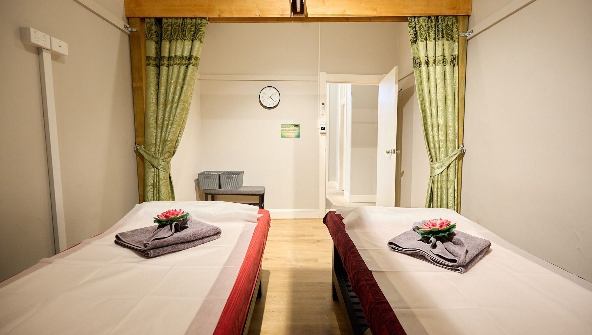 Tranquil massage room at Bodeze Traditional Thai Massage, Crows Nest, New South Wales, AU featuring twin tables.