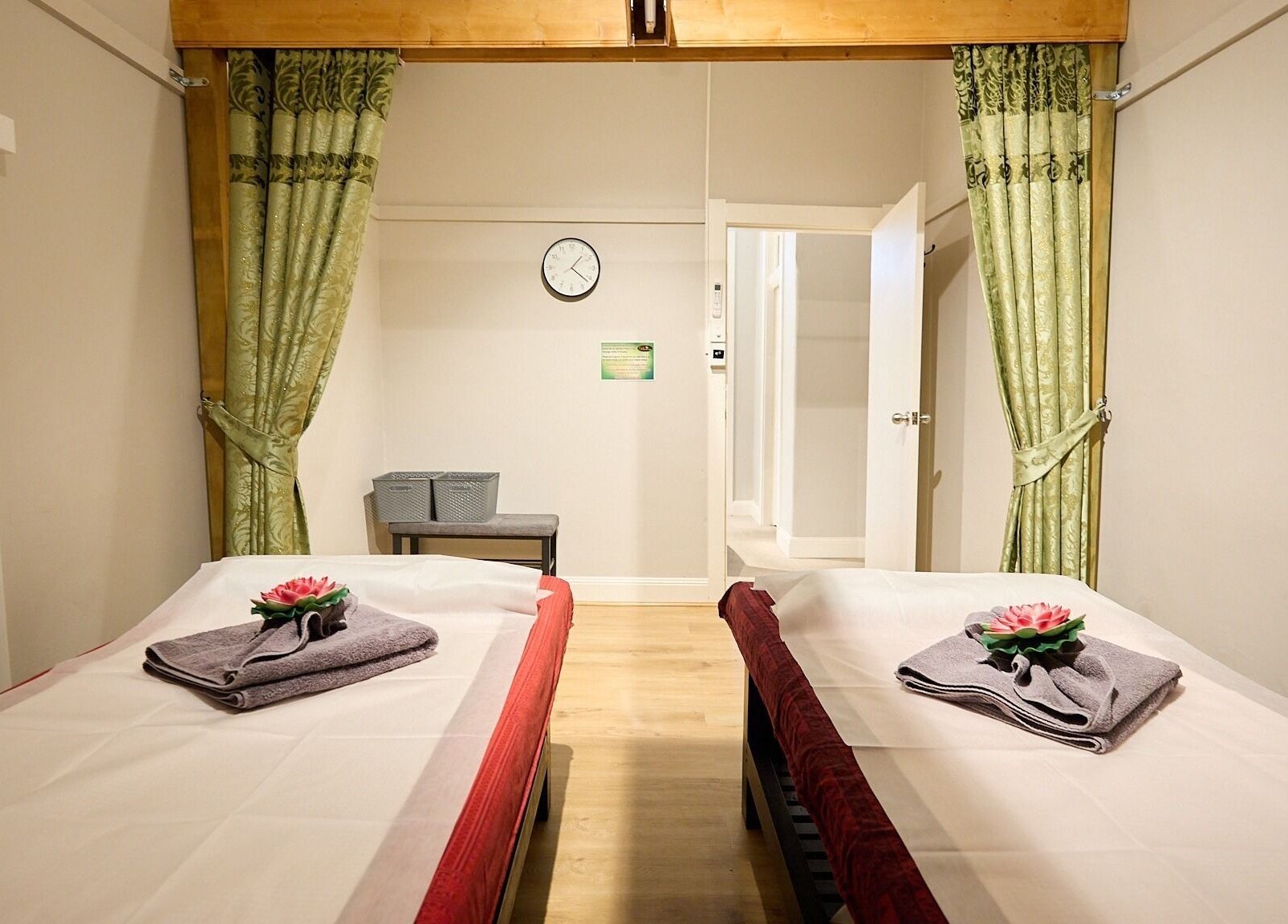 Tranquil massage room at Bodeze Traditional Thai Massage, Crows Nest, New South Wales, AU featuring twin tables.