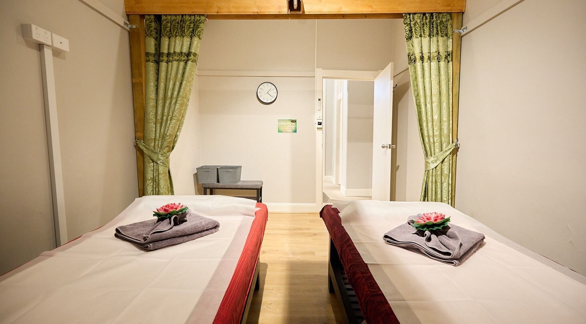 Tranquil massage room at Bodeze Traditional Thai Massage, Crows Nest, New South Wales, AU featuring twin tables.