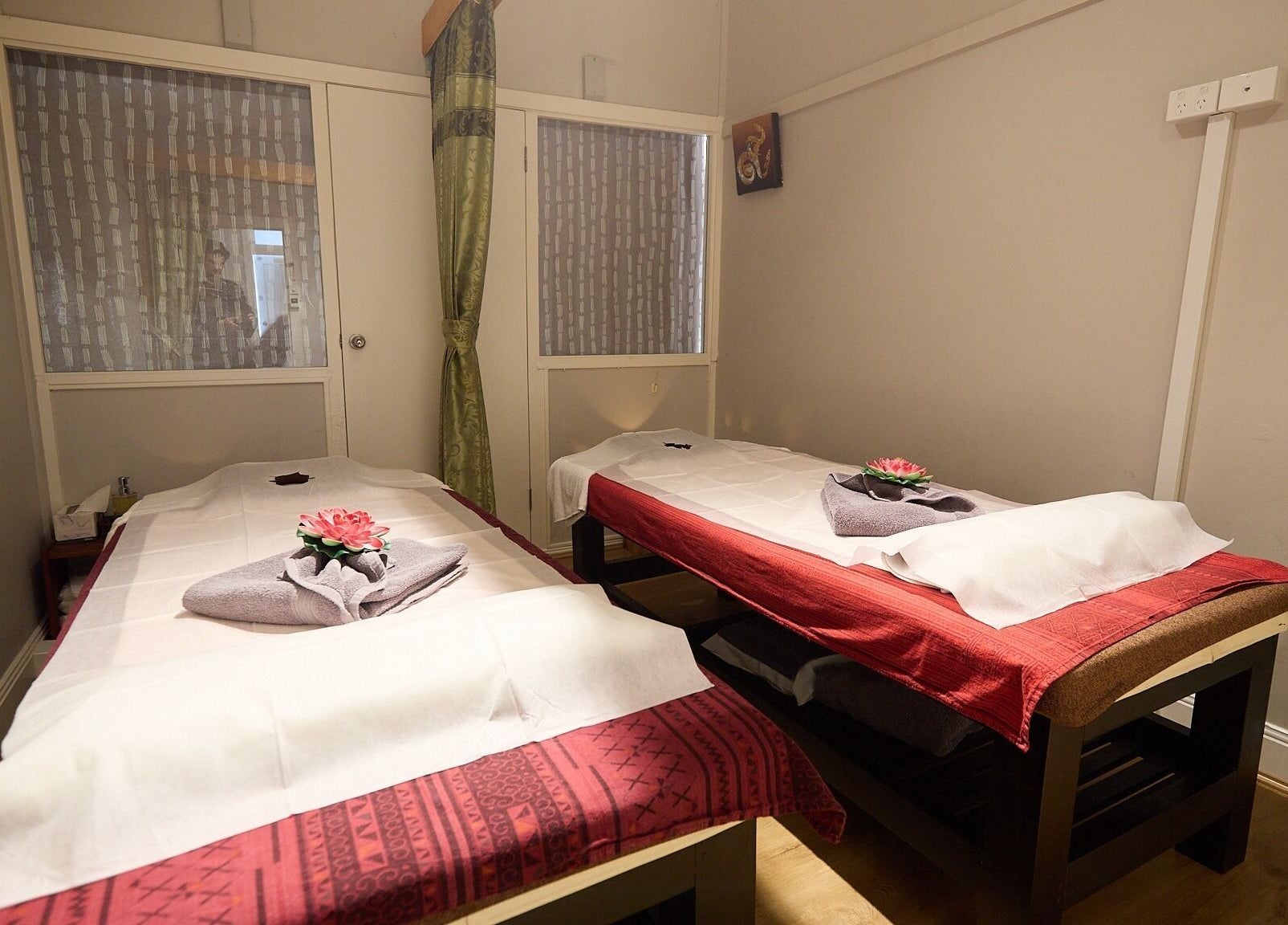 Bodeze Traditional Thai massage therapy room in Crows Nest, New South Wales, AU with two massage beds.