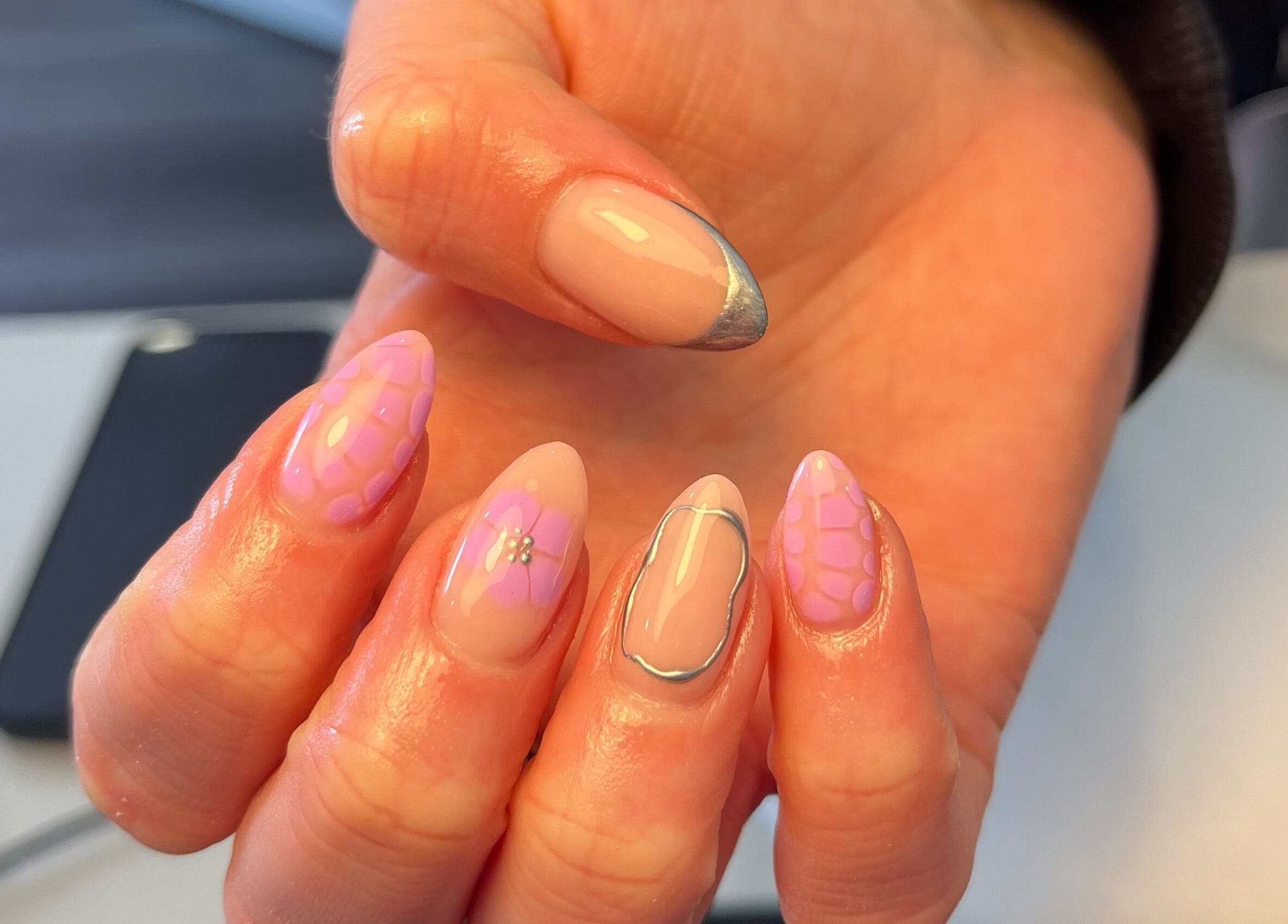 Stylish nail art at Ella W Smith Beauty in Clayton-le-moors, England, GB showcasing intricate designs.