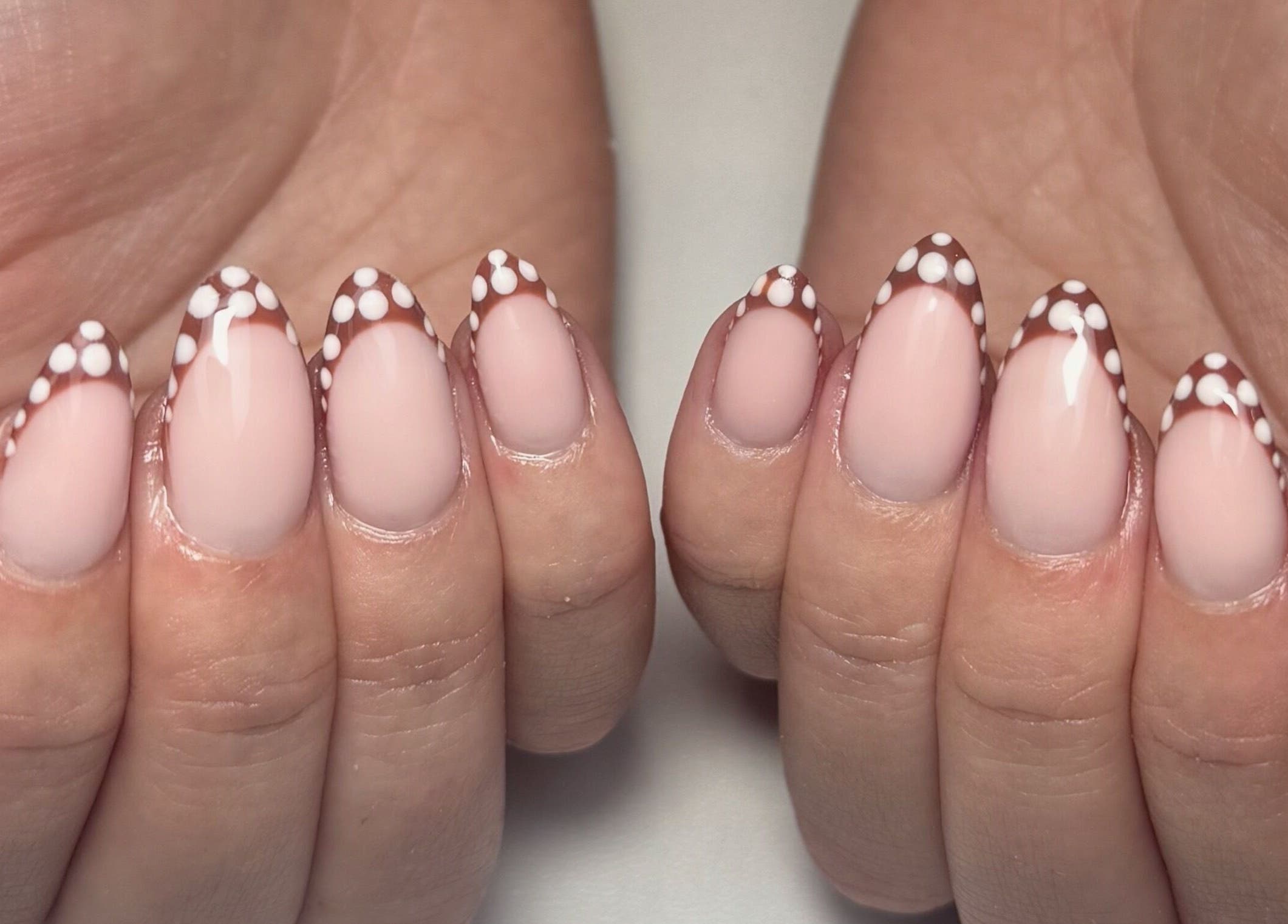 Polka dot French manicure at Refine Beauty By Meg, Stockport, England, GB.