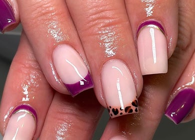 Stylish nails with purple gel polish at Nails By CC, Chorley, England, GB.