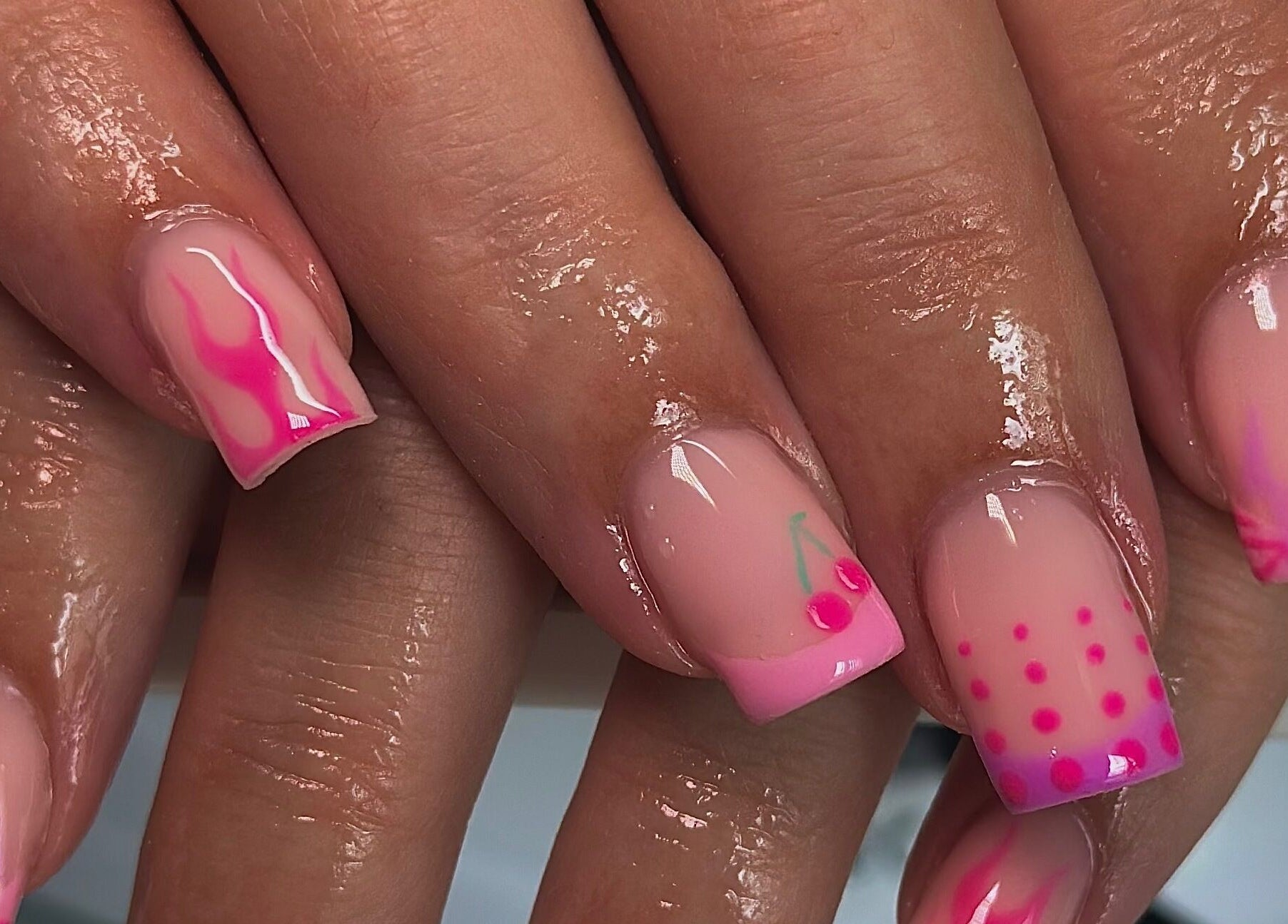 Stylish pink nail art at Nails By CC, Chorley, England, GB showcasing trendy designs.