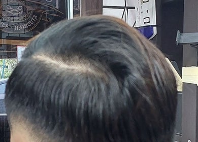 Close-up of a sleek haircut at Otai Barber Studio in Seberang Jaya, Penang, MY.