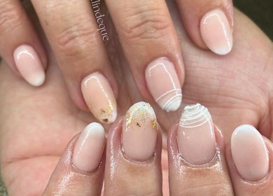 Elegant nail art with glitter and lines by Aesthetics by Kaylee, Mashishing, Mpumalanga, ZA.