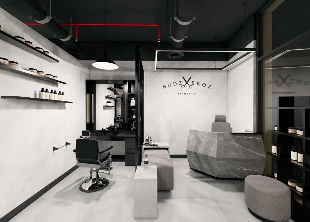 Modern interior of Budz and Broz Barbershop in Dubai, Dubai, AE with sleek design and chic decor.