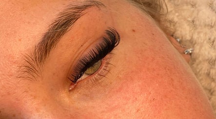 Close-up of expertly applied eyelash extensions at TheAngelSalon, Tonbridge, England, GB.