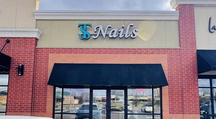 Exterior of T & S Nails in Westfield, Indiana, US with modern storefront design.