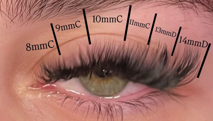 Close-up of precisely measured eyelash extensions at Eye Candy Lashes, Barrie, Ontario, CA.
