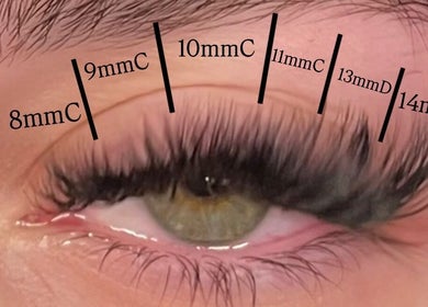 Close-up of precisely measured eyelash extensions at Eye Candy Lashes, Barrie, Ontario, CA.