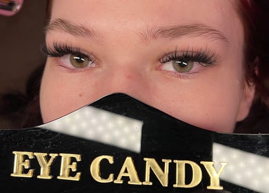 Close-up of lashes at Eye Candy Lashes, Barrie, Ontario, CA. Enhance your beauty with exquisite lash work.