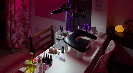 Nail station at Luxe Studio, Georgetown, Demerara-Mahaica, GY with elegant decor and nail care products.