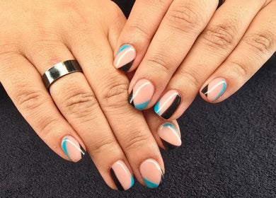 Elegant geometric nail design at Beauty by Mollie in Brigg, England, GB showcases stylish manicure art.