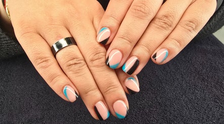 Elegant geometric nail design at Beauty by Mollie in Brigg, England, GB showcases stylish manicure art.