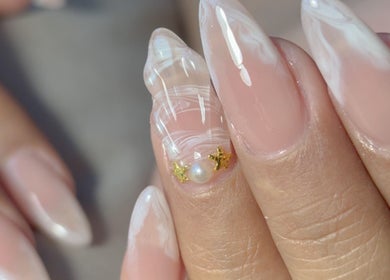 Intricate pearl nail design at DR Nails + Lash, Pasig, Metro Manila, PH showcasing exquisite craftsmanship.
