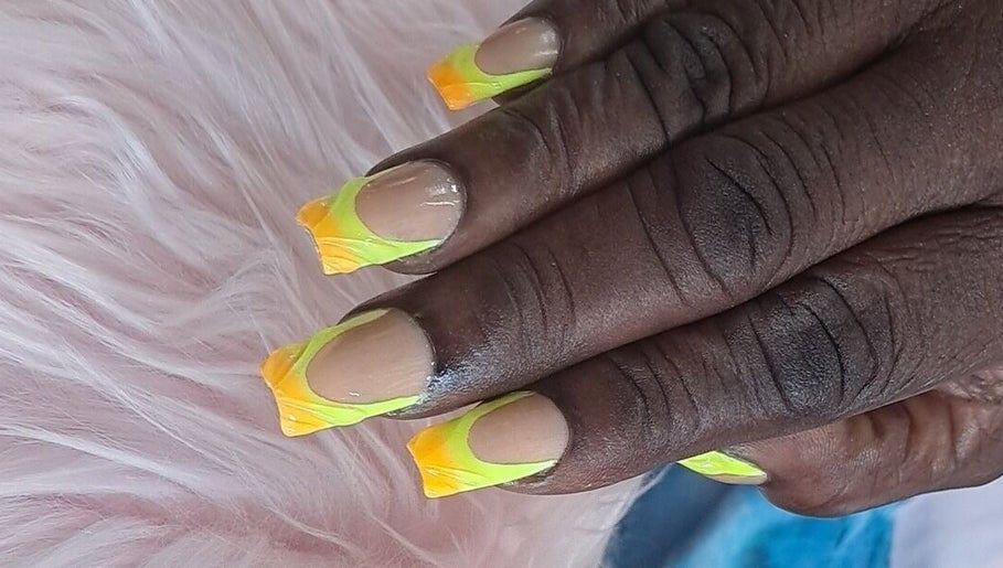 Vibrant neon nail art at Sassy Tips by Sab in Spanish Town, St. Catherine Parish, JM.