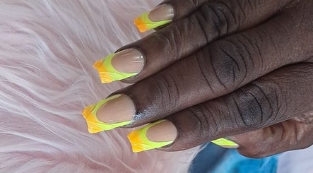 Vibrant neon nail art at Sassy Tips by Sab in Spanish Town, St. Catherine Parish, JM.