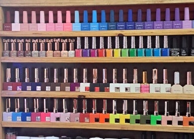 Diverse nail polish collection at Sassy Tips by Sab in Spanish Town, St. Catherine Parish, JM.
