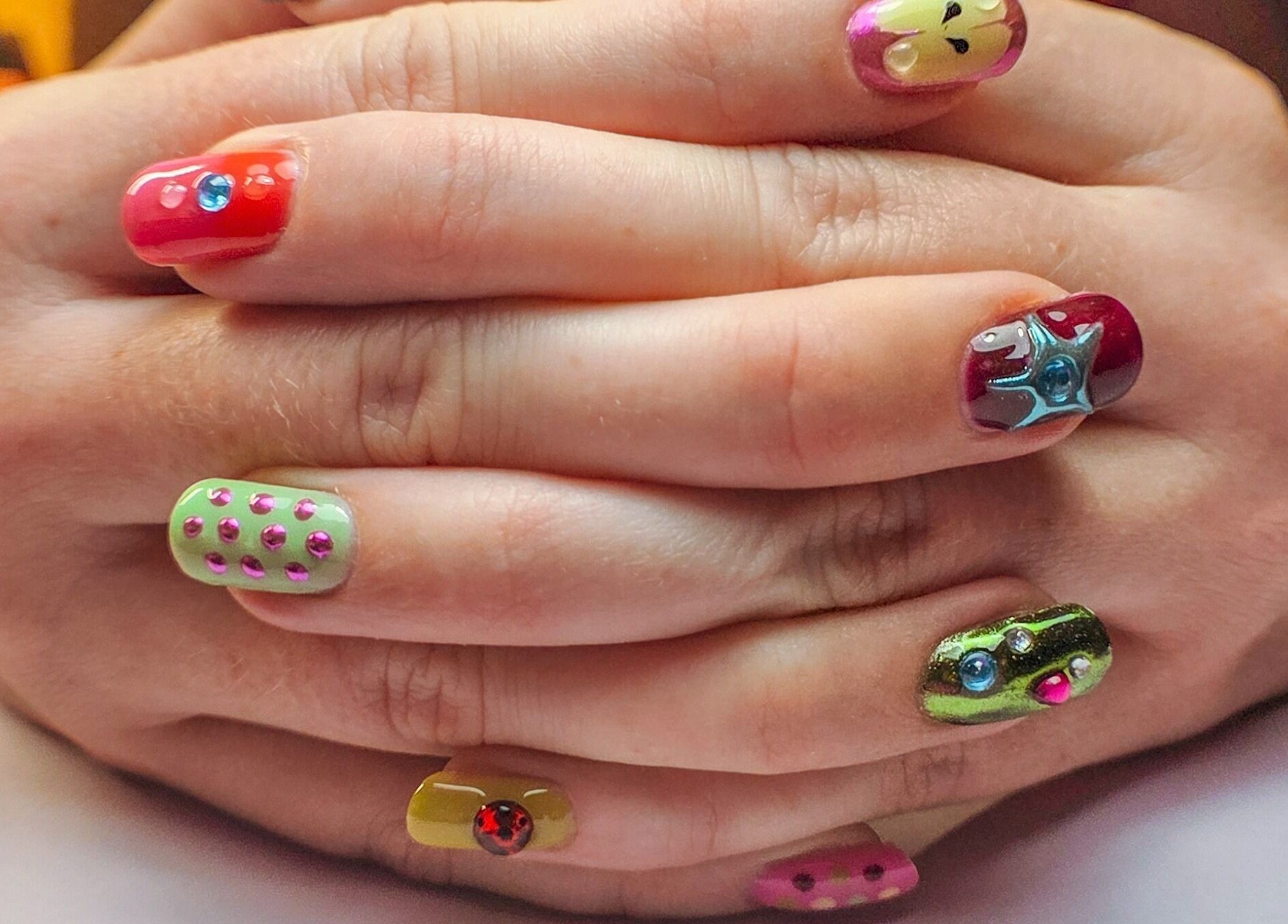 Vibrant nail art showcasing creativity at Gelli Jam in Burswood, Western Australia, AU.