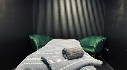 Massage table and chairs at Essential Remedial Massage, Walton Summit Centre, Bamber Bridge, England, GB.