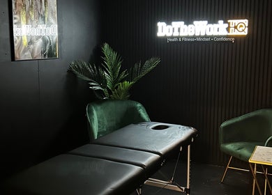 Relaxing massage room at Essential Remedial Massage, DoTheWorkHQ, Walton Summit Centre, Bamber Bridge, England, GB.