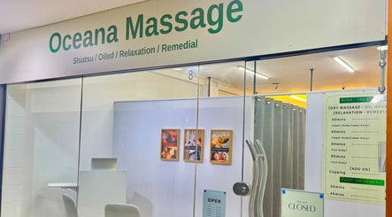 Entrance to Oceana Massage in Cairns City, Queensland, AU showcasing a calming spa environment.