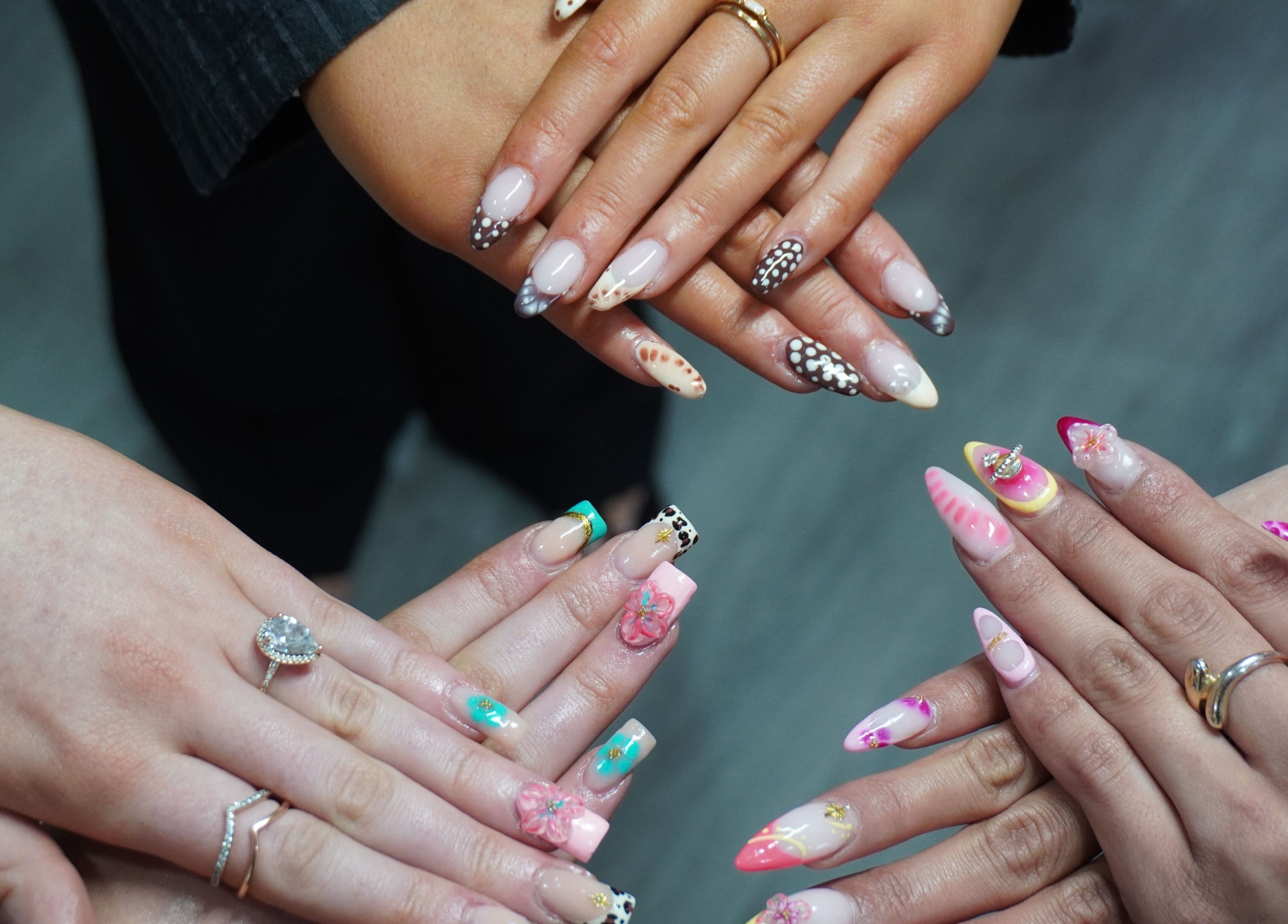 Intricate nail designs at Evil Eye Lash Bar in Melbourne, Victoria, AU showcasing stylish nail art.
