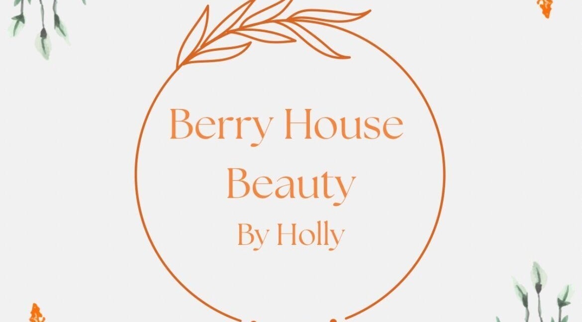 Elegant logo for Berry House Beauty by Holly in Loddiswell, England, GB, featuring orange floral accents.