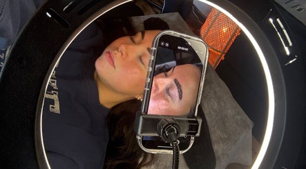 Client receiving a brow treatment at Beauty Rituals by Abbey, Abergavenny, Wales, GB.