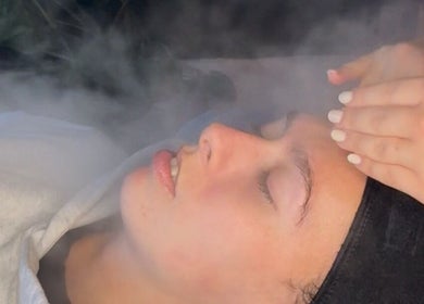 Relaxing facial steam treatment at Beauty Rituals by Abbey in Abergavenny, Wales, GB, promoting skin rejuvenation.