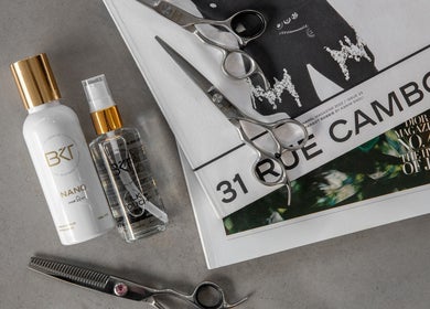Elegant hair styling tools and BKT BEAUTY products displayed at BKT BEAUTY, Sydney, NSW, AU.
