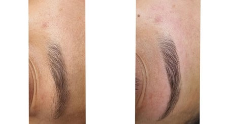 Eyebrow shaping before and after at Peaches beauty salon, Timaru, Canterbury Region, NZ.