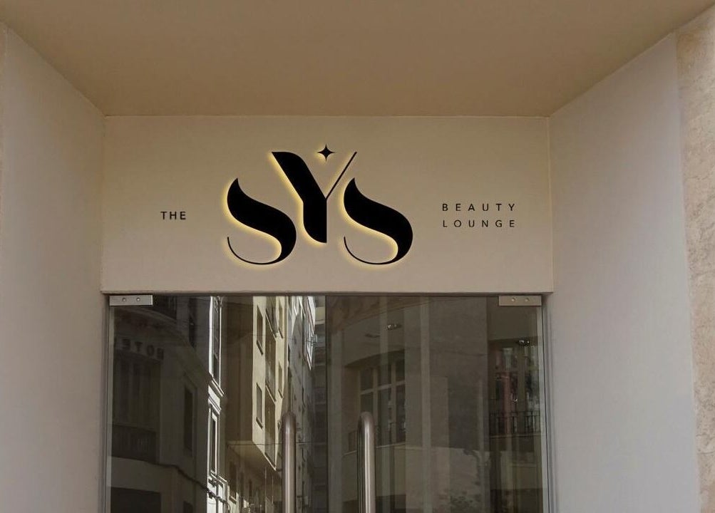 Stylish front of SYS Beauty Lounge in Dubai, Dubai, AE showcasing elegant signage.