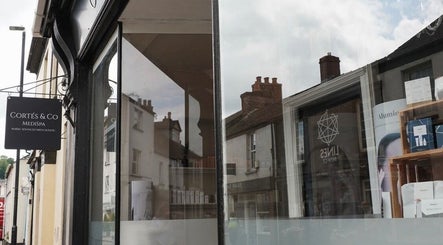 Exterior view of Cortés & Co Medispa, Usk, Wales, GB showcasing its elegant storefront.