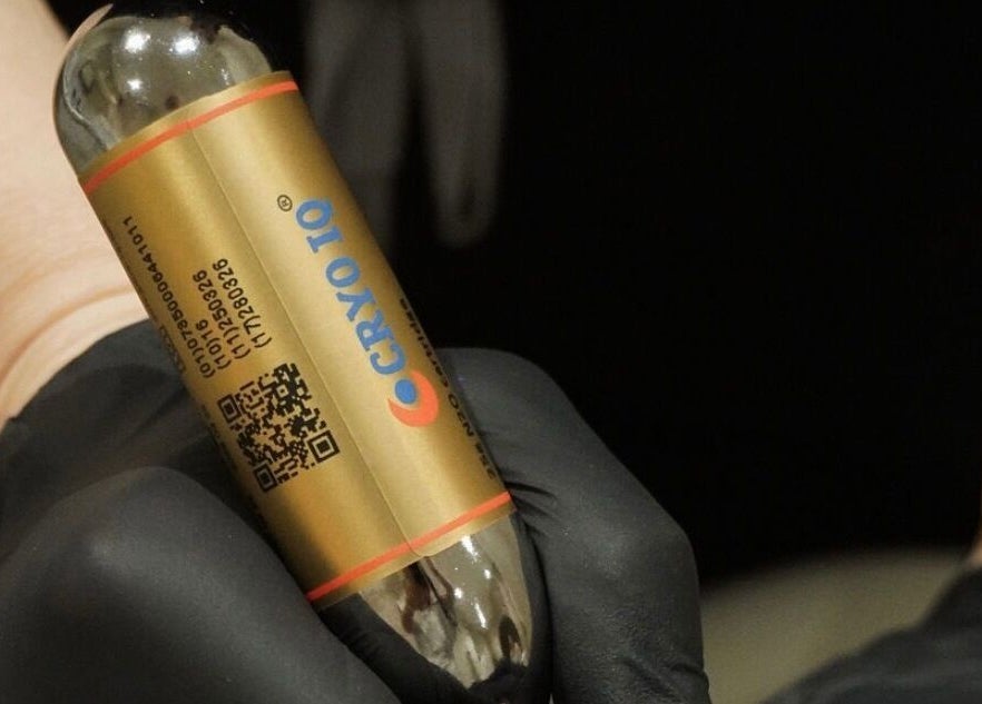 Detail of a cryotherapy tool used at Cortés & Co Medispa, Usk, Wales, GB for beauty treatments.