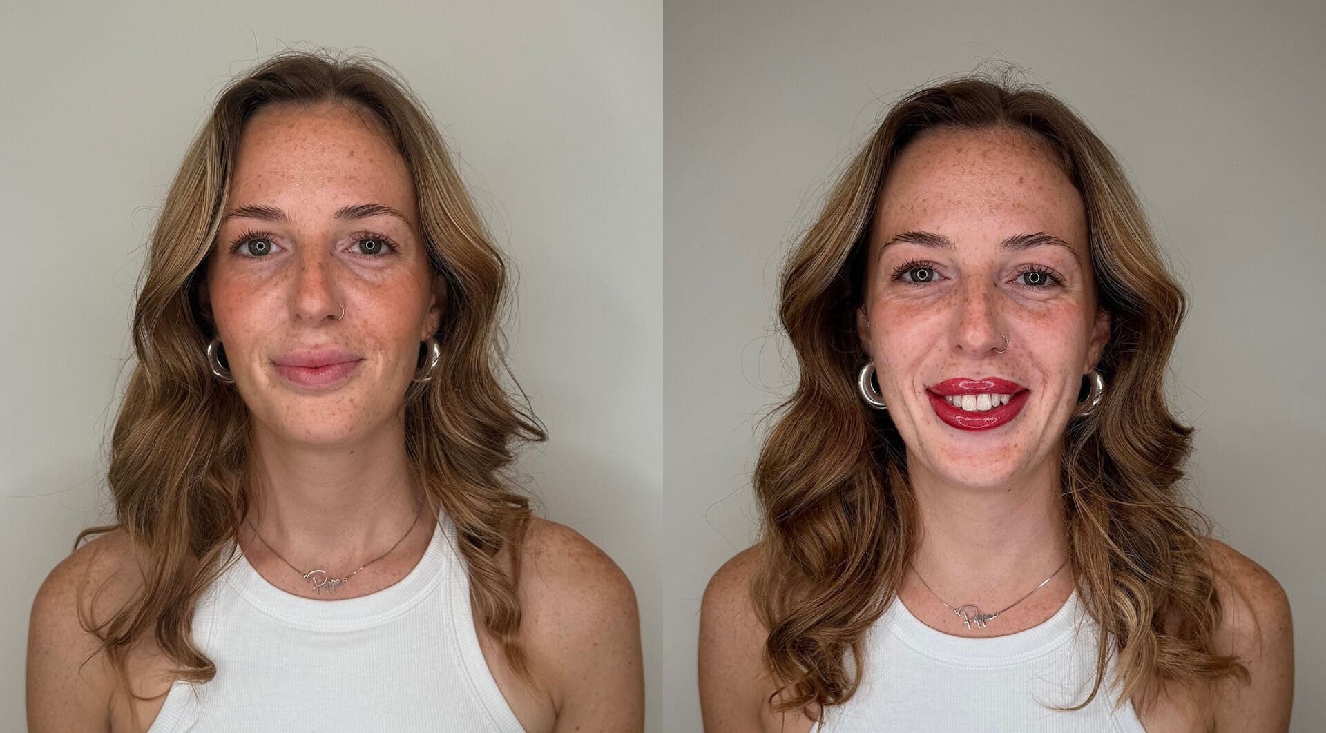 Natural Pmu beauty enhancement before and after, London, England, GB.