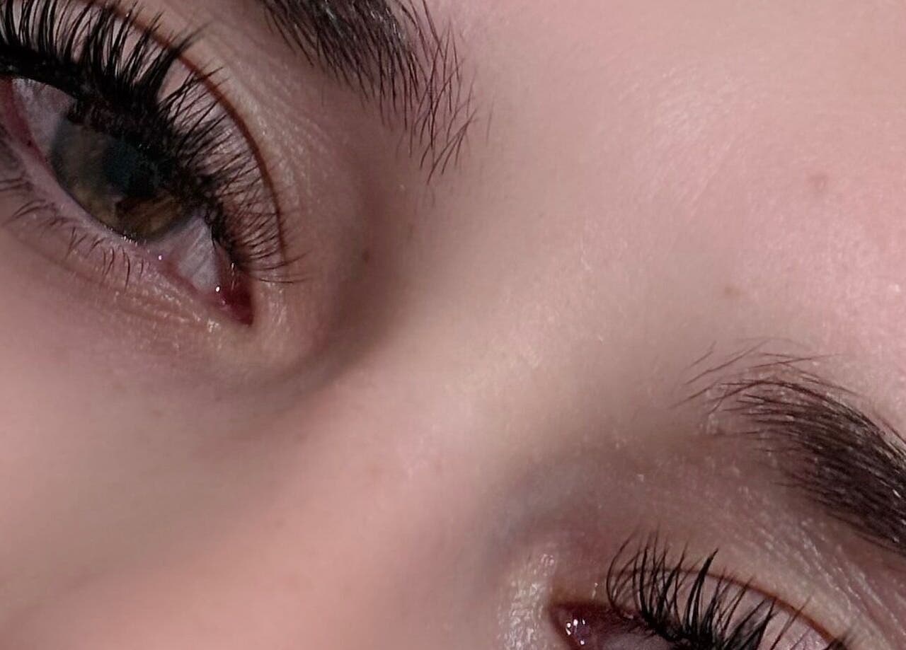 Close-up of beautifully styled eyelashes at V's Lashes, Hamlyn Terrace, New South Wales, AU.