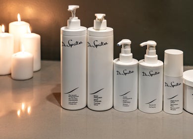 Luxurious skincare products with candles at Breathe Beauty, Wembley, Western Australia, AU.