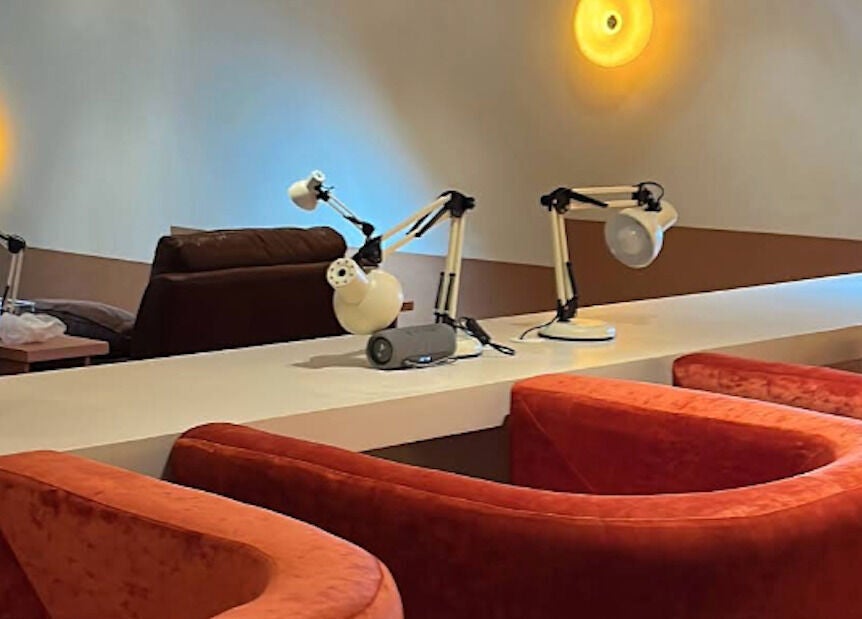 Modern nail salon setup at Popcorn Nail Studio, Bali, Bali, ID with plush seating and bright lighting.