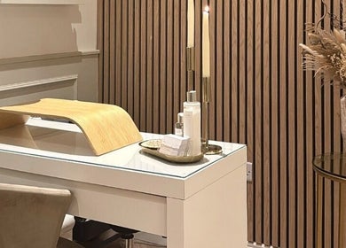Elegant nail station at JAYA Beauty, Horbury Bridge, England, GB with chic decor and stylish accents.
