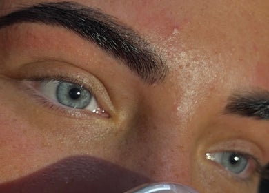 Close-up of perfectly styled brows at Cherry Lashes|Brows by Anna Dunlop, Ayr, Scotland, GB.