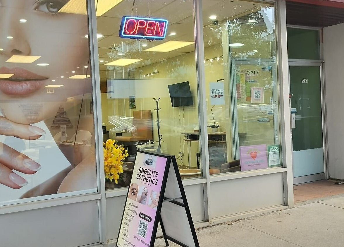 Angelite Esthetics storefront showcasing beauty services in Toronto, Ontario, CA.