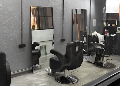 Modern barber chairs at Brew&Groom (Barber & Coffee Gombak) in Kuala Lumpur, Wilayah Persekutuan Kuala Lumpur, MY.